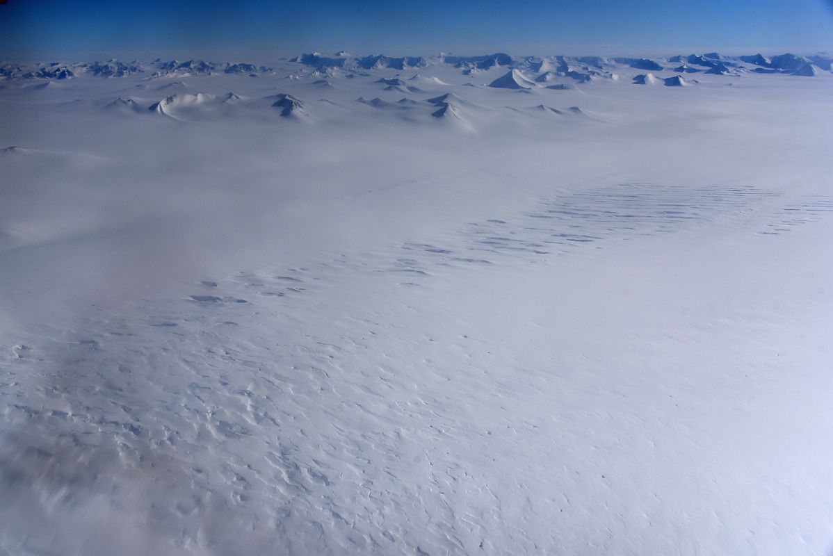 04F Large Minnesota Glacier With Bowie Crevasse Field And Mountains In The Distance From Airplane Flying From Union Glacier Camp To Mount Vinson Base Camp